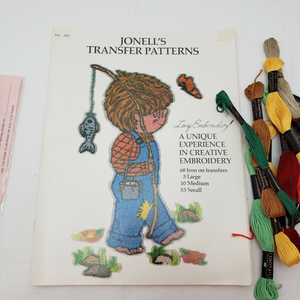 Jonell's Transfer Patterns ~ 70's Transfer Pattern ~ Floss Punch Needle Lot ~