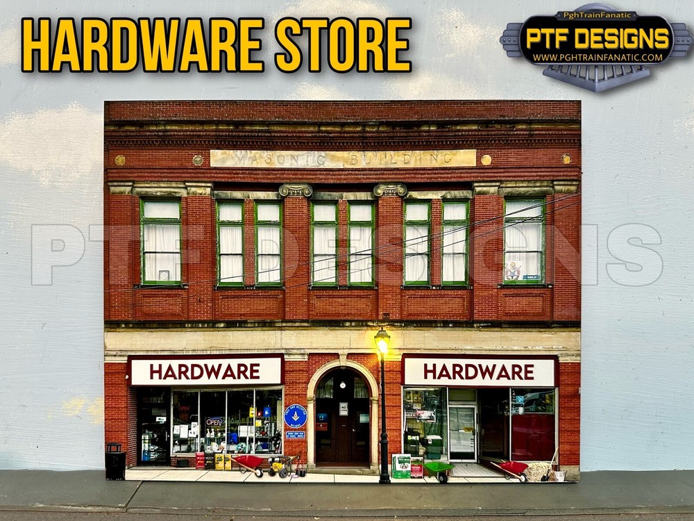 HO Scale HARDWARE STORE - Building Flat/ front w/LED - scratch built 1:87