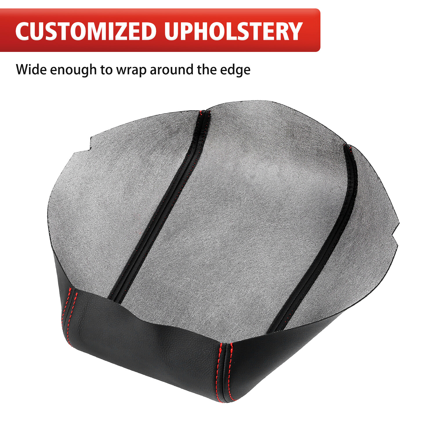 Fits 2011-2019 Ford Explorer Leather Center Console Lid Armrest Cover Red Stitch