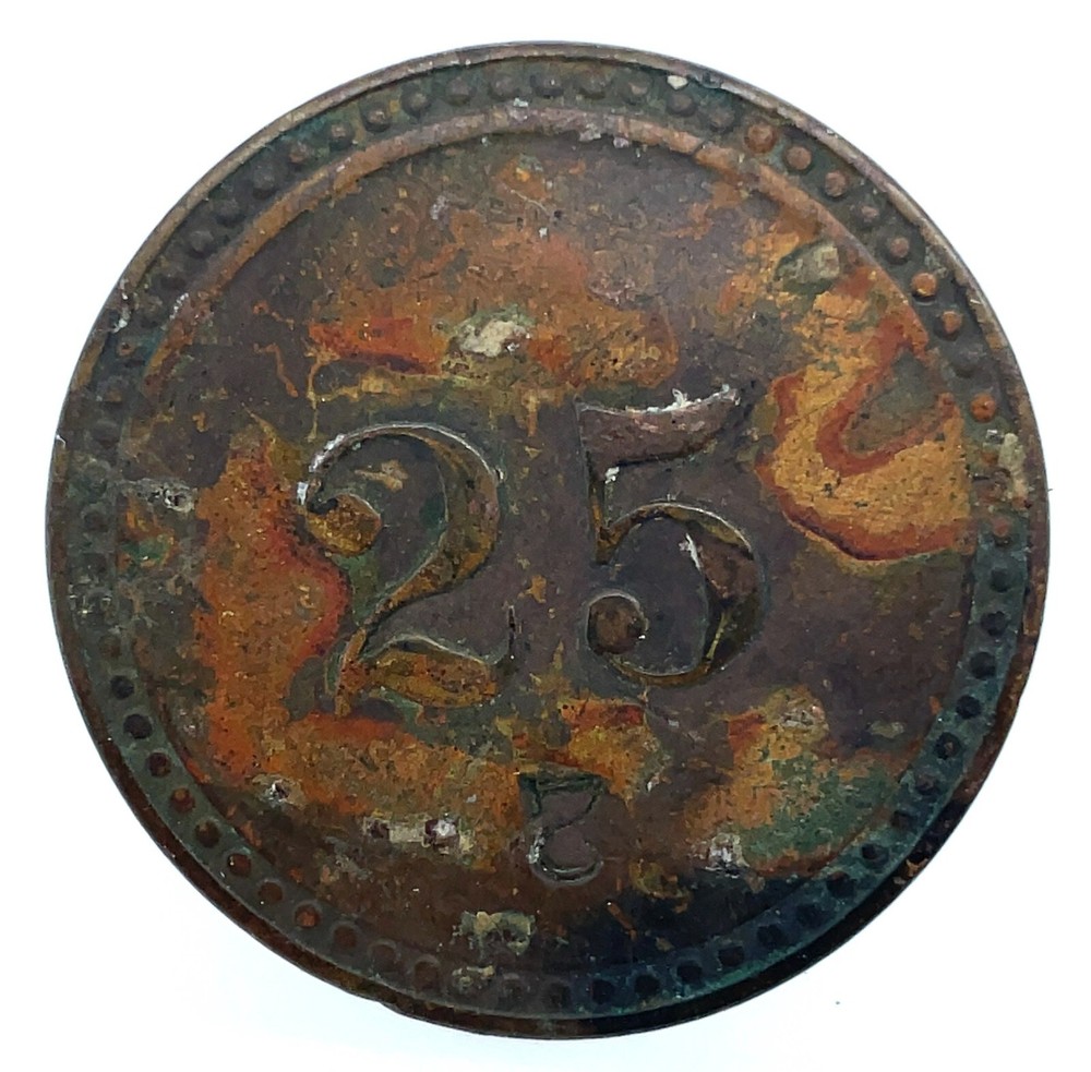 Ft. Benjamin Harrison Post Exchange 25 Token Copper Brass 28mm - Scares !!!