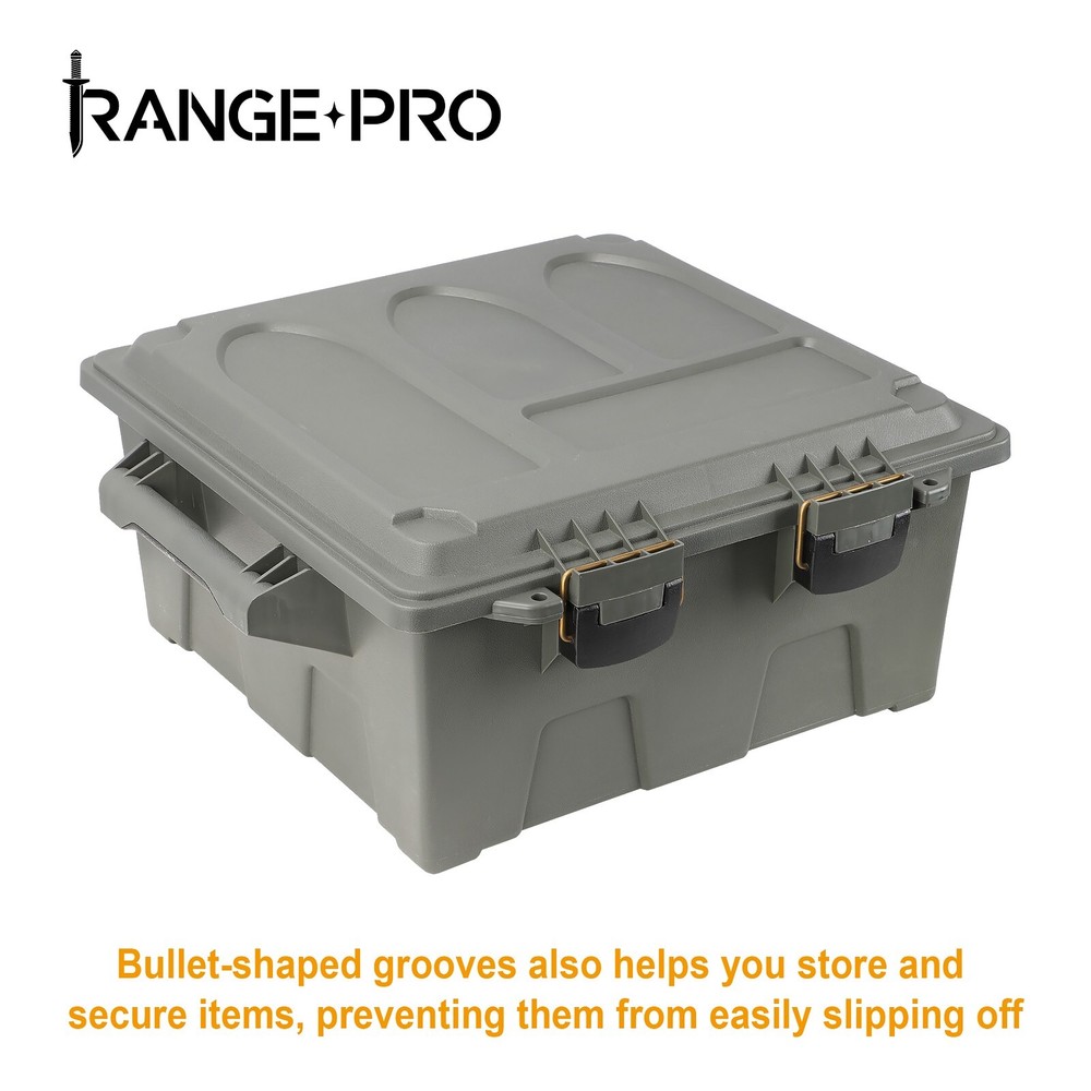 Four-Can Assorted Ammo Can Crate Set, OD Green, Plastic, Stackable Storage Boxes