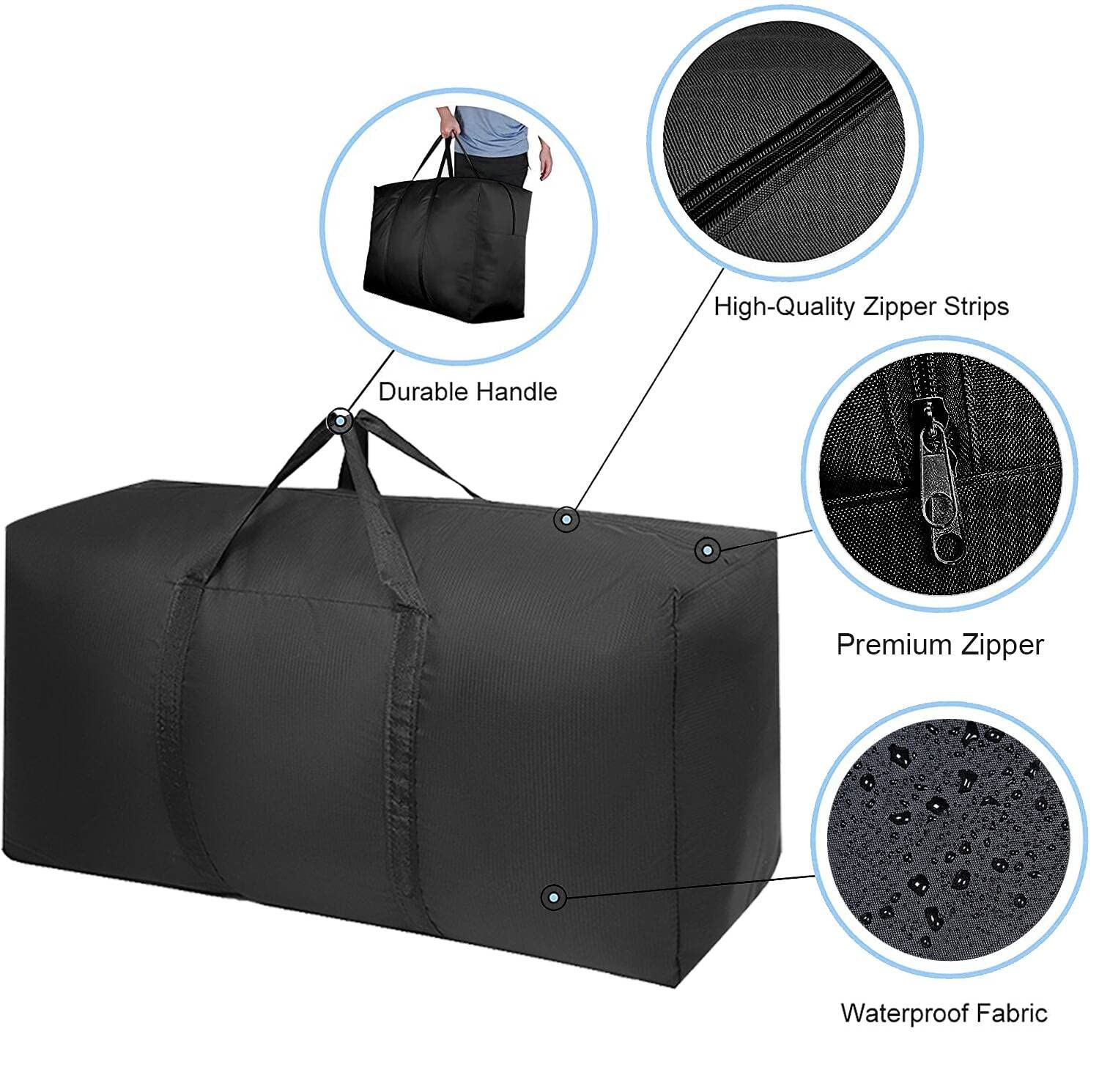 Extra Large Moving Bags with Strong Zippers & Carrying Handles, Storage Bags ...