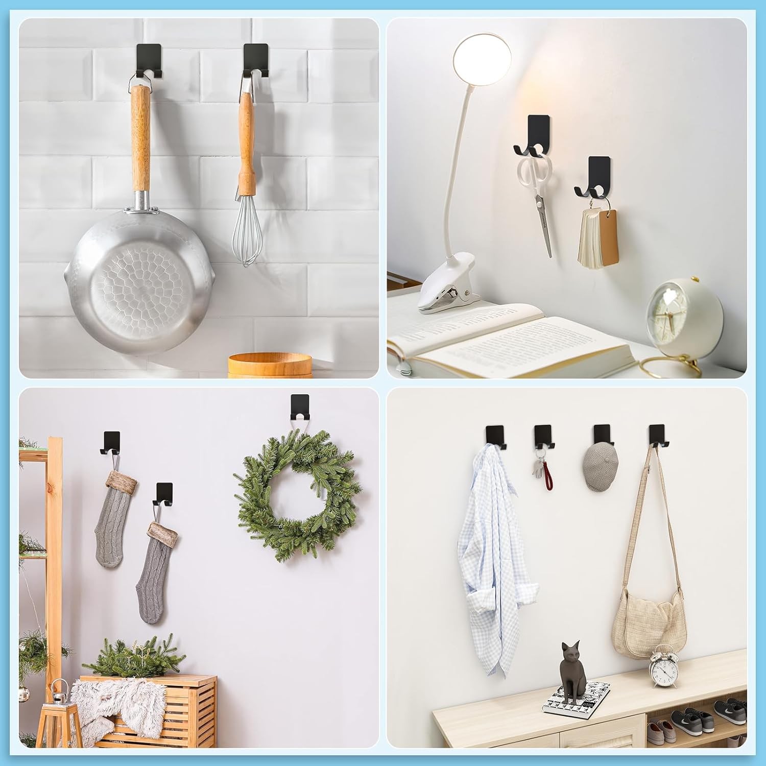 VIS'V Shower Wall Razor Holder, Metal Adhesive Razor Hooks for His and Hers, Wat