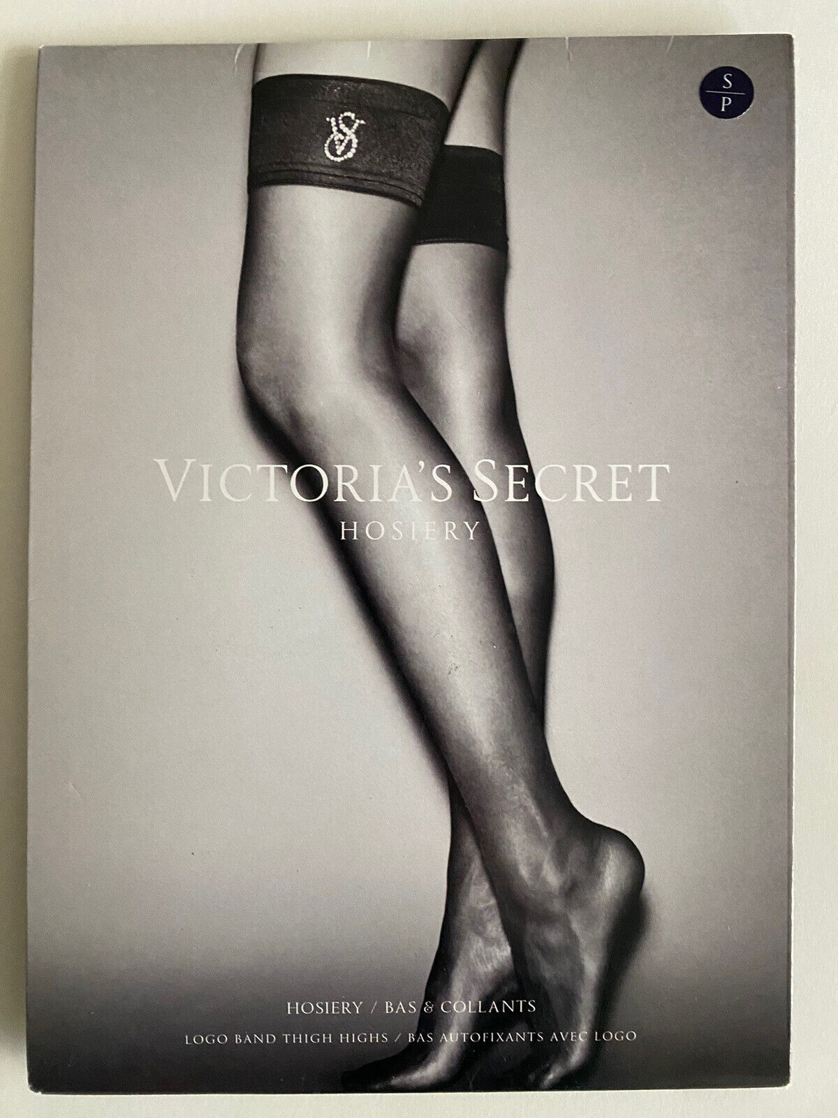 Victoria's Secret VERY SEXY Crystal Stockings Thigh Highs Noir Navy VS Small