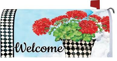 Potted Geraniums Mailbox Cover