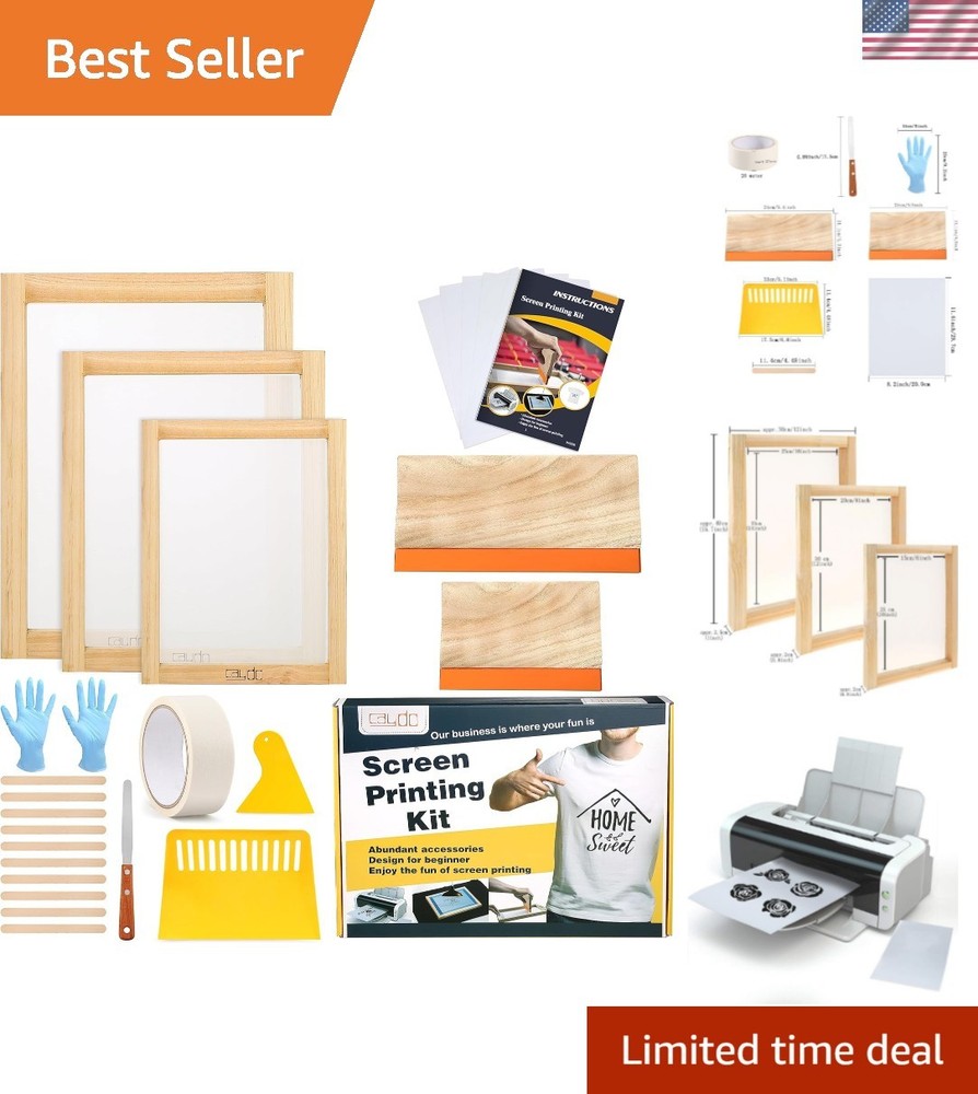 Complete Screen Printing Kit - 23 Pieces with Adjustable Frames and Accessories