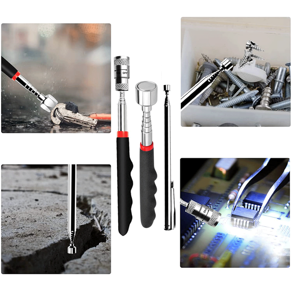 3pcs Magnet Pickup Tool Stick Telescoping Include 8 lb LED Light Grabber Extend