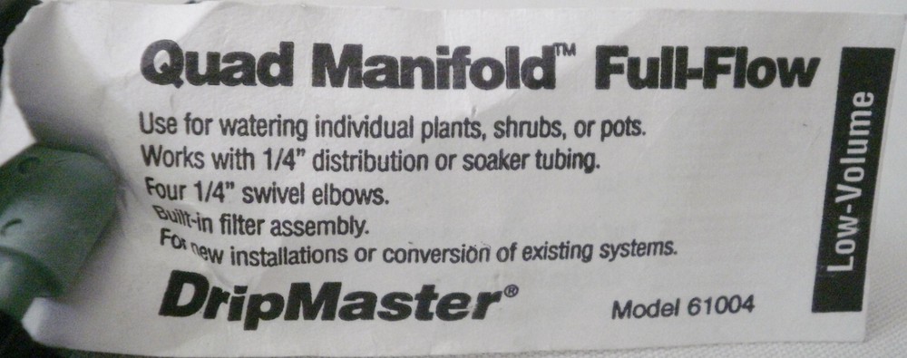 2 Drip Master Quad Manifold Full Flow 61004