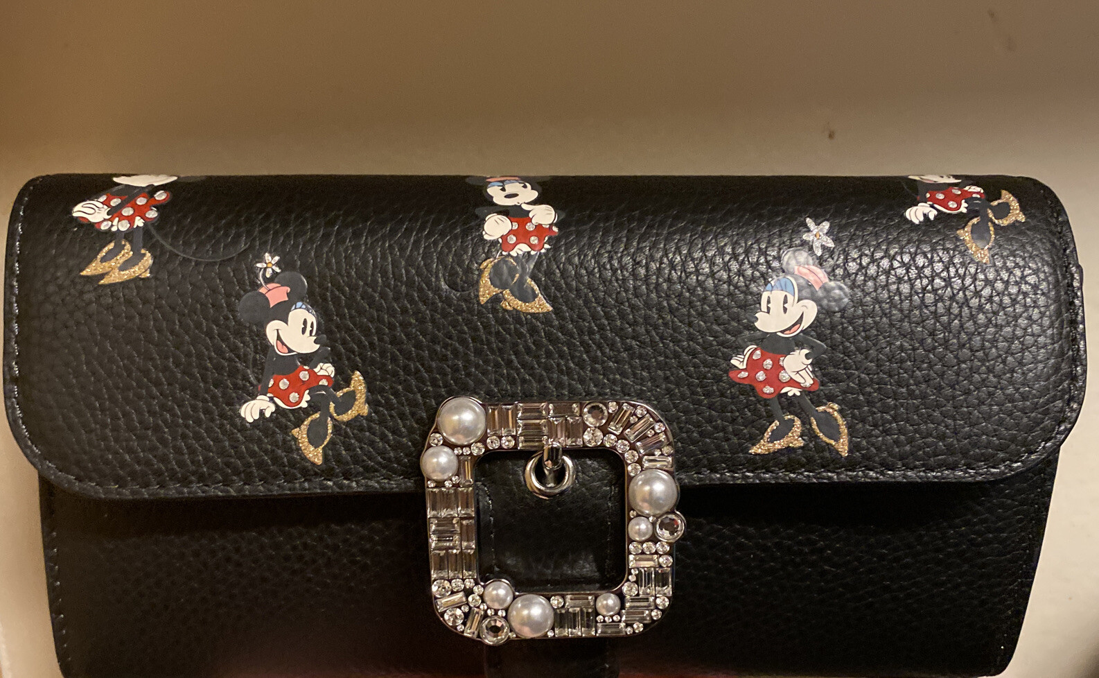 Disney Kate Spade Minnie Mouse Clutch Purse Crossbody Bag Pearl Buckle NEW!