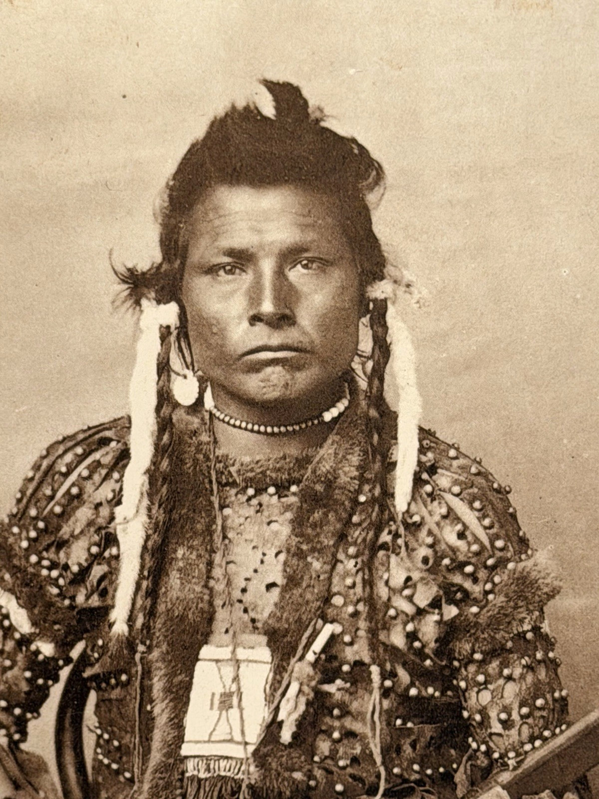 Antique Native American Indian Photograph of Bear Shield (A-Ara-Ton) Warrior