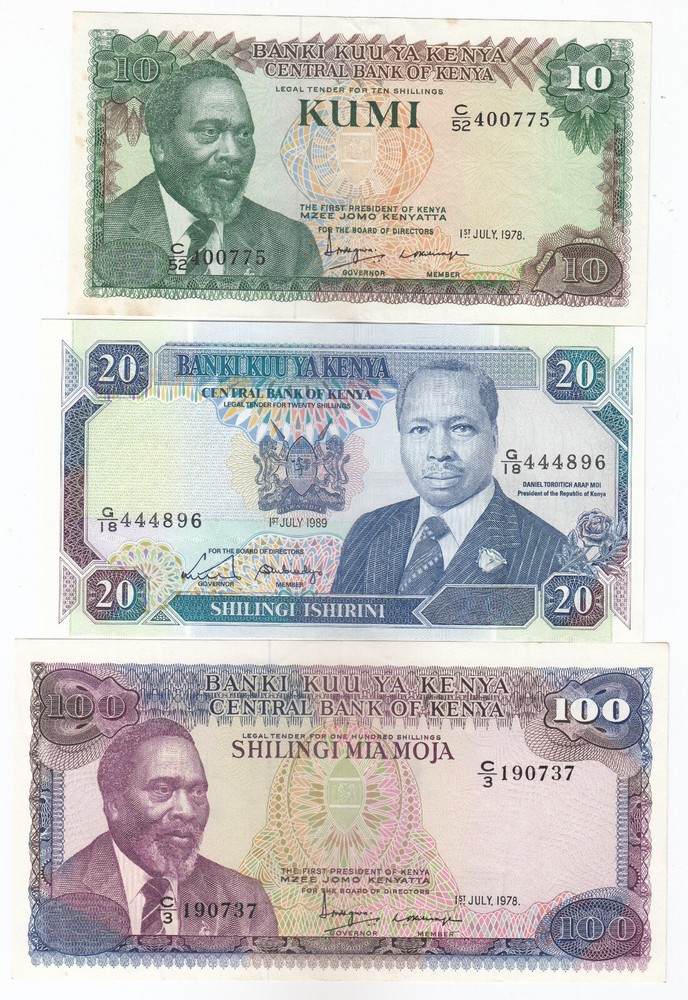 Kenya, Set of 3, Different banknotes