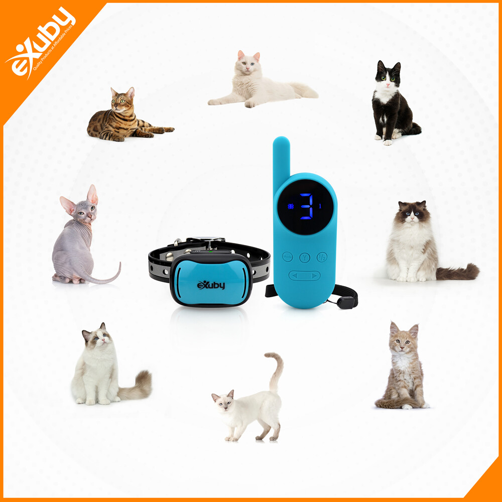 eXuby - Cat Shock Collar w/Remote - Sound, Vibrate & Shock Mode - Teal Remote