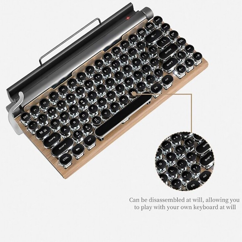 Retro Typewriter Keyboard Wireless Bluetooth Mechanical Keyboards 83 Keys NEW