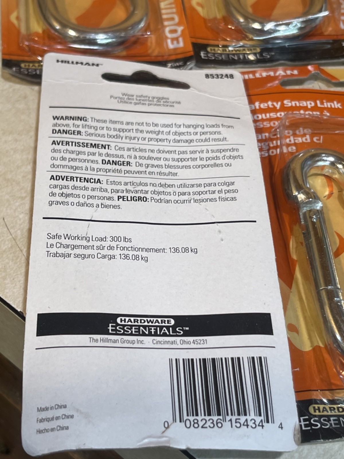 (6-Pk) Equine Hillman Safety Snap Link Zinc 1/2”" x 3-1/2" 853248 300LBS (M3)