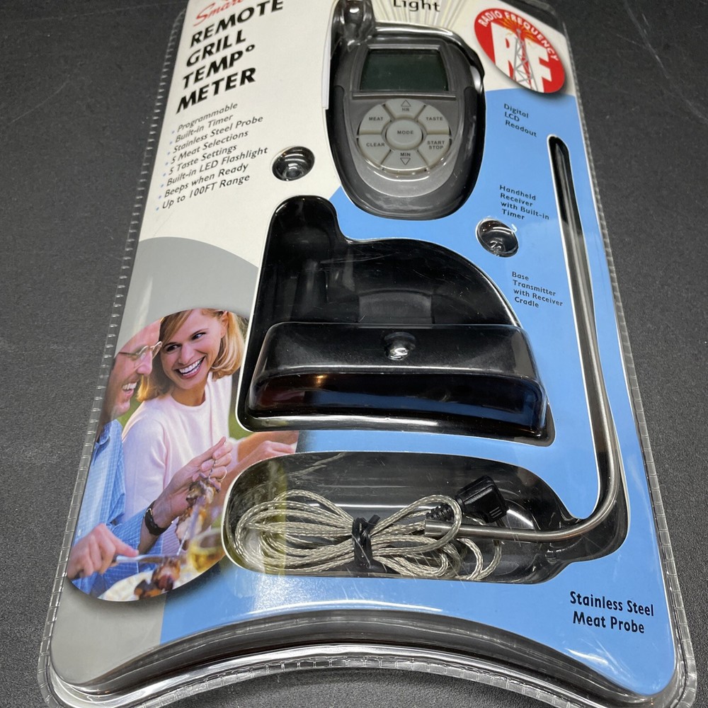 Smart BBQ Remote Grill Temp Meter LED Light Radio Frequency NIB