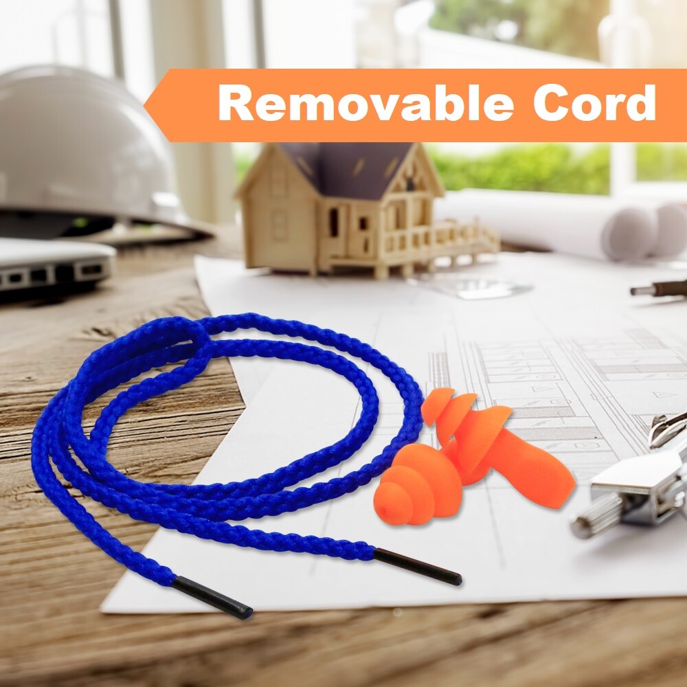 50 Pair Silicone Corded Ear Plugs Reusable Hearing Protection Noise Reduction