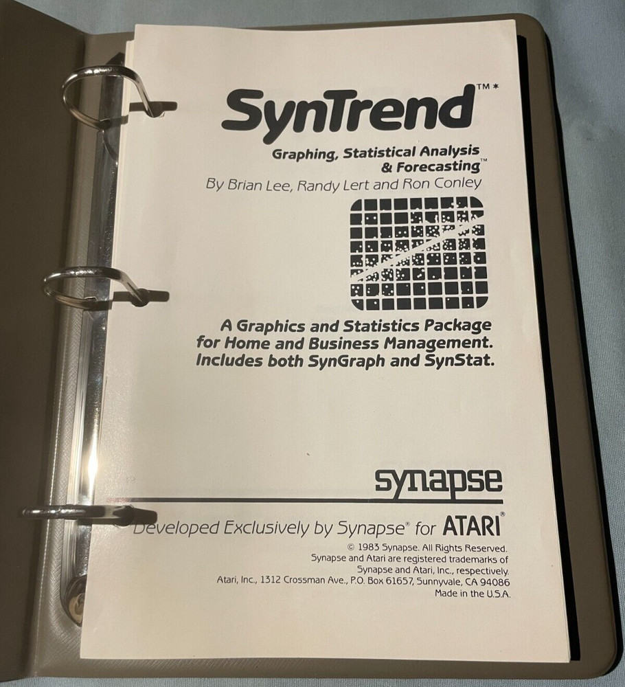 SYNTREND - Atari 400/800 Computer Synapse Software Disk COMPLETE in Box TESTED!