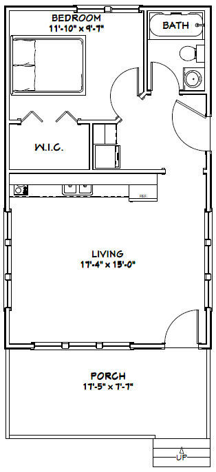 18x30 Tiny House -- 540 sq ft -- PDF Floor Plan - Model 5D