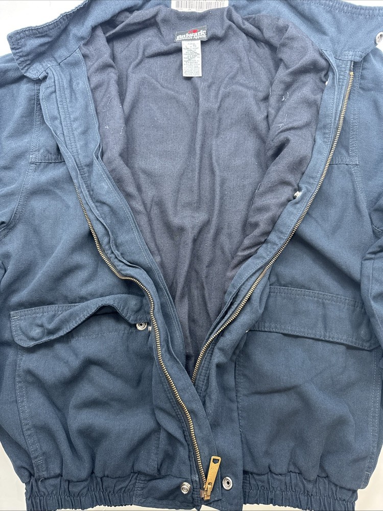Size LARGE Men’s Bulwark FR Jacket Fire Flame Resistant Work Jacket Navy Blue