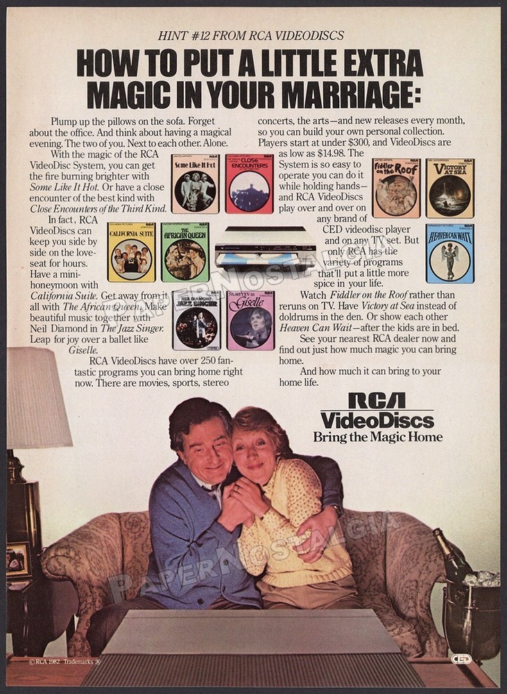 RCA  Videodiscs - Original 1982 print AD / ADVERT - CED discs - magic
