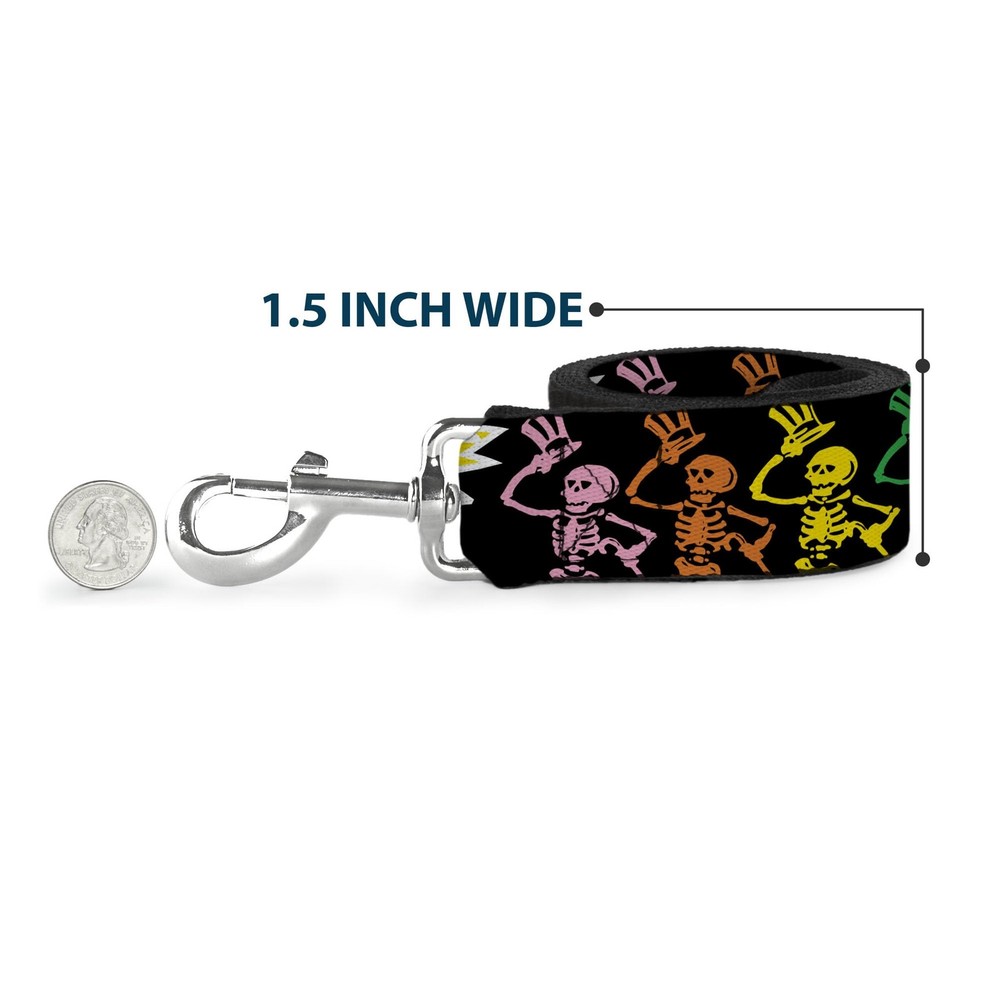 Dog Leash Grateful Dead Script Bears Skeletons Black Multi 6 FT