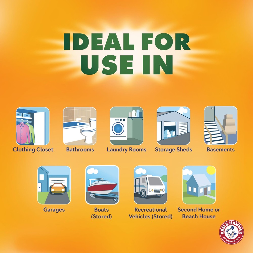 Arm & Hammer Essentials Hanging Moisture Absorber and Odor 3-Pack, Clear