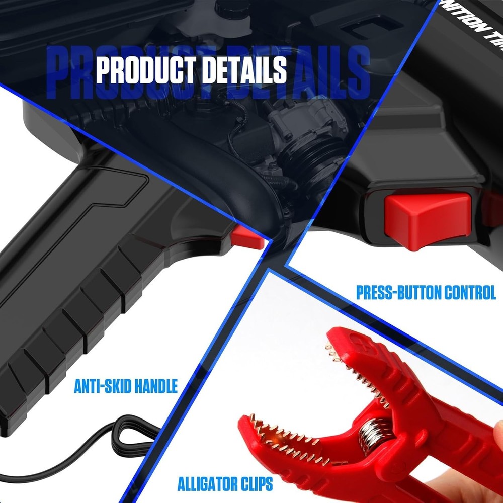 Timing Light 12V, Engine Timing Gun Strong Flash Lights with Sliding Sensor C...
