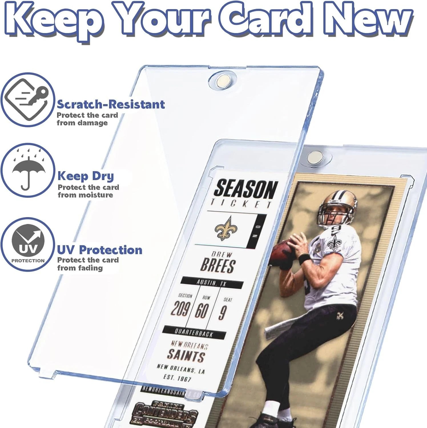 100-Pack Magnetic Trading Sports Card Holders 35pt One-Touch Hard UV Protection