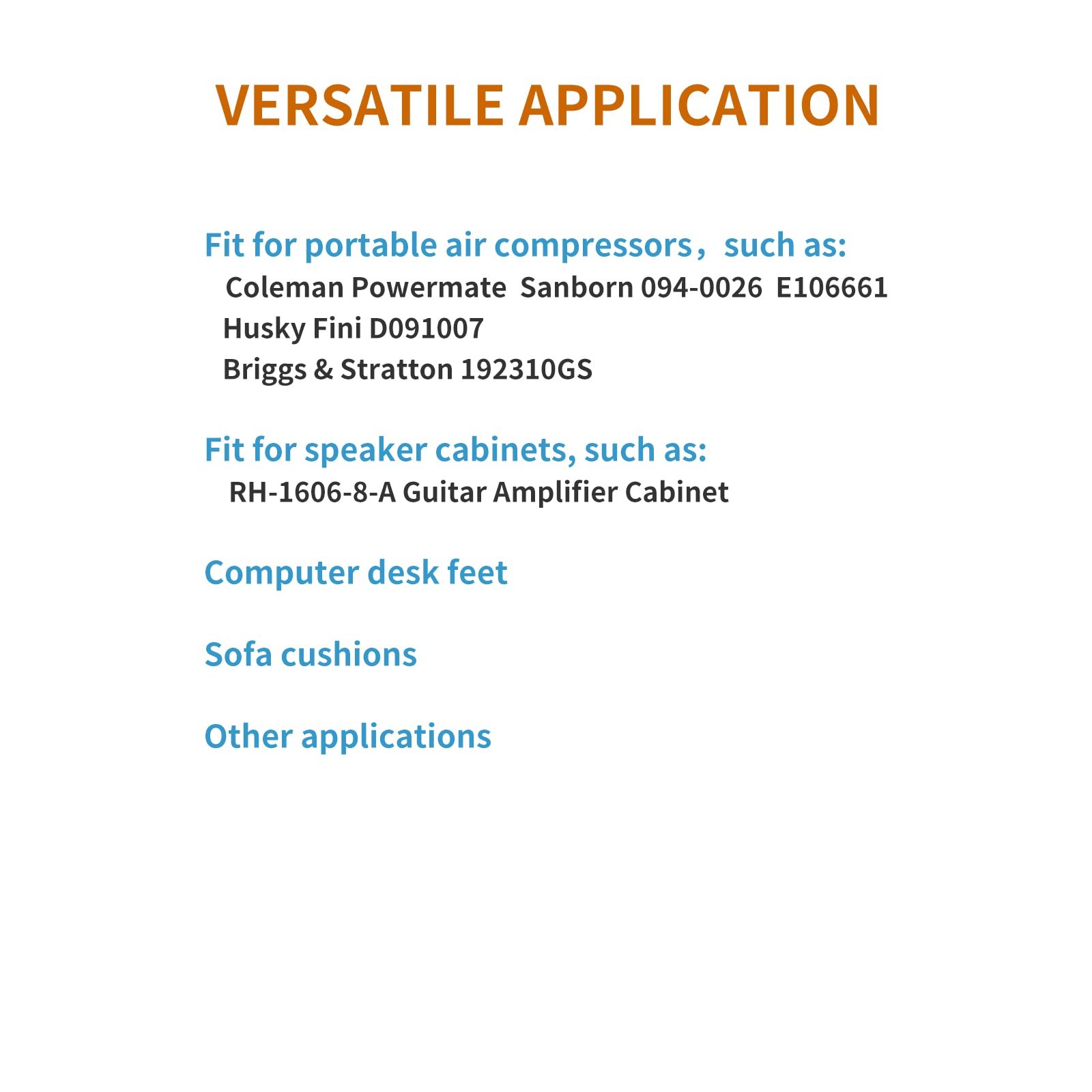 Air Compressor Isolator Pads - 4 Pack Replacement Rubber Feet 192310GS Black