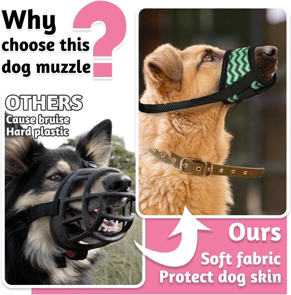 Starpetgo Soft 3D Mesh Dog Muzzle Adjustable Green Black Size 2XL