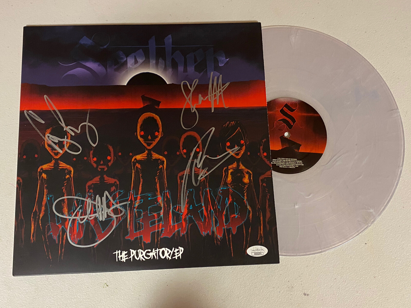 SEETHER BAND AUTOGRAPHED SIGNED PURGATORY EP VINYL LP ALBUM JSA COA # UU32275