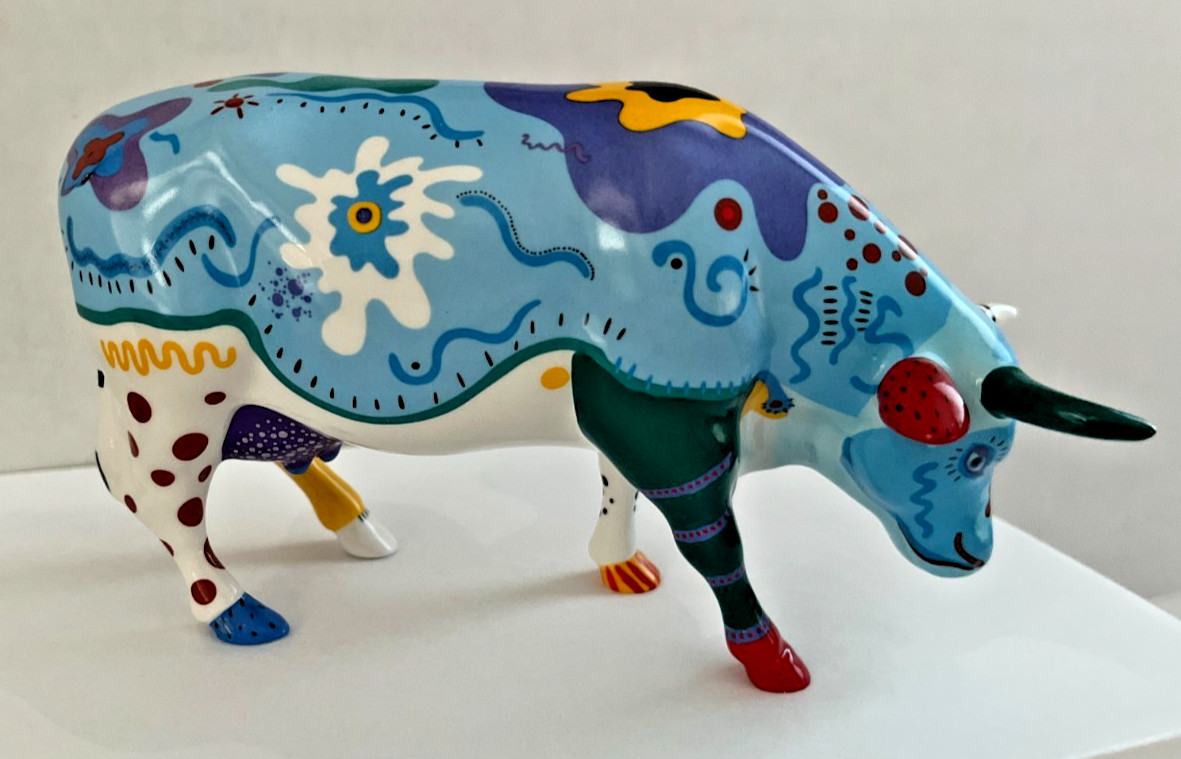 Cow Parade "Cow Doodle" Cow Ceramic Figurine #9194 Vintage Retired 2001