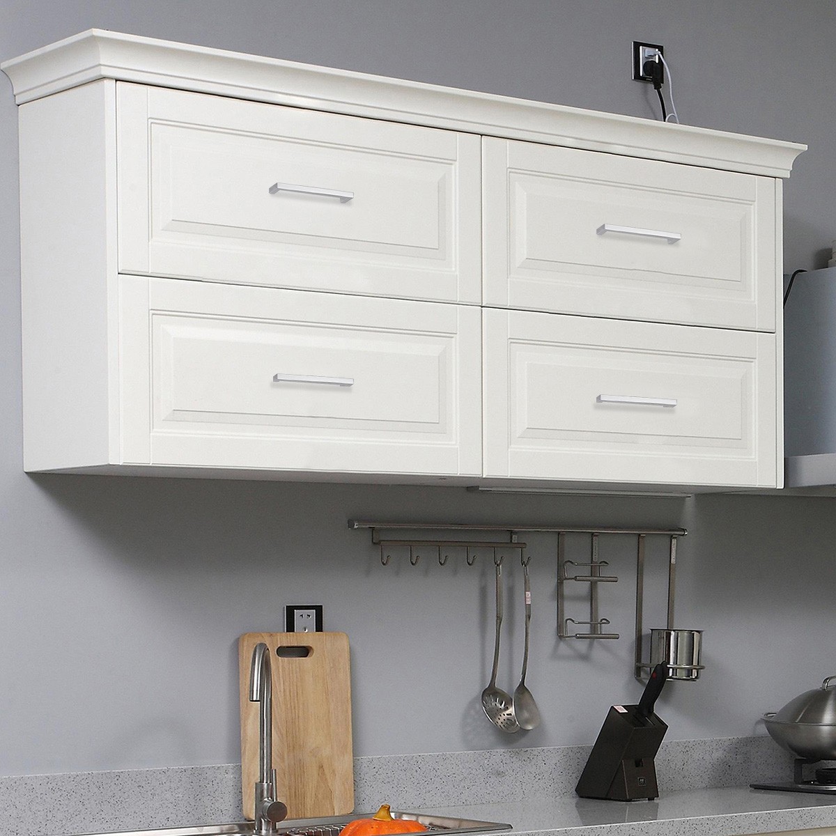 Square Brushed Nickel Cabinet Handles Kitchen Drawer Pulls Stainless Steel Knobs