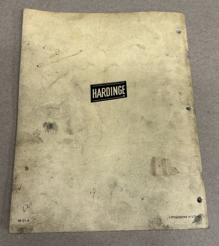 Hardinge AHC Automatic Chucker & Bar Machine Maintenance Manual