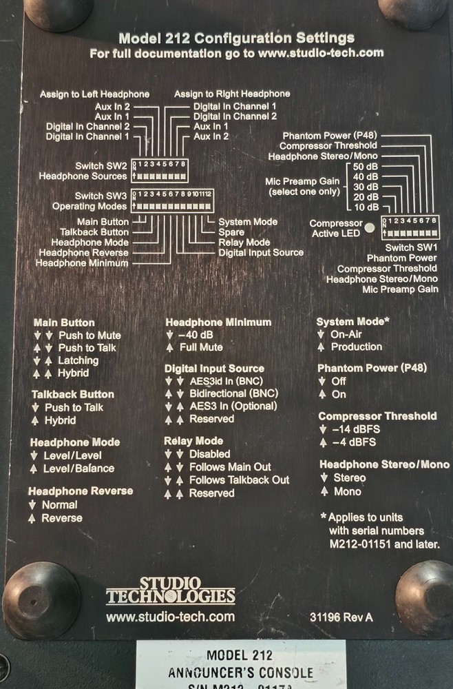 Studio Technologies Model 212 Sportscaster Console