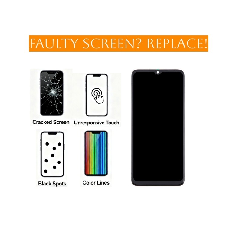 100% For ZTE Blade A34 Full Assembly LCD Display Touch Screen Digitizer w/ Frame