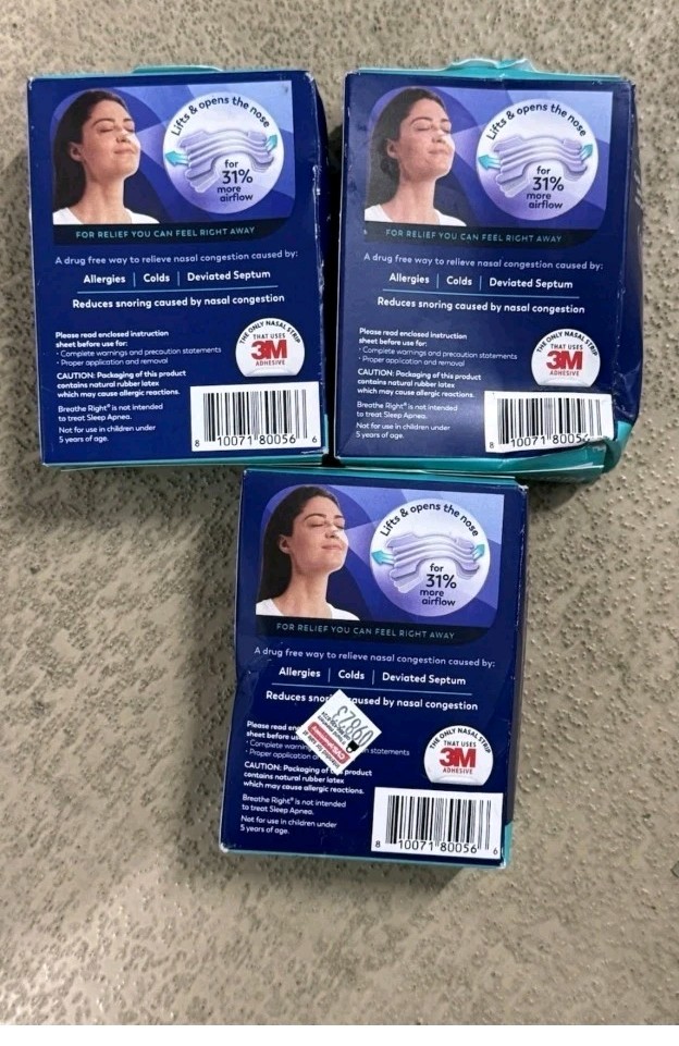 158 BREATHE RIGHT NASAL STRIPS EXTRA STRENGTH~SENSITIVE SKIN~3 X 44 CT BOXS 2029