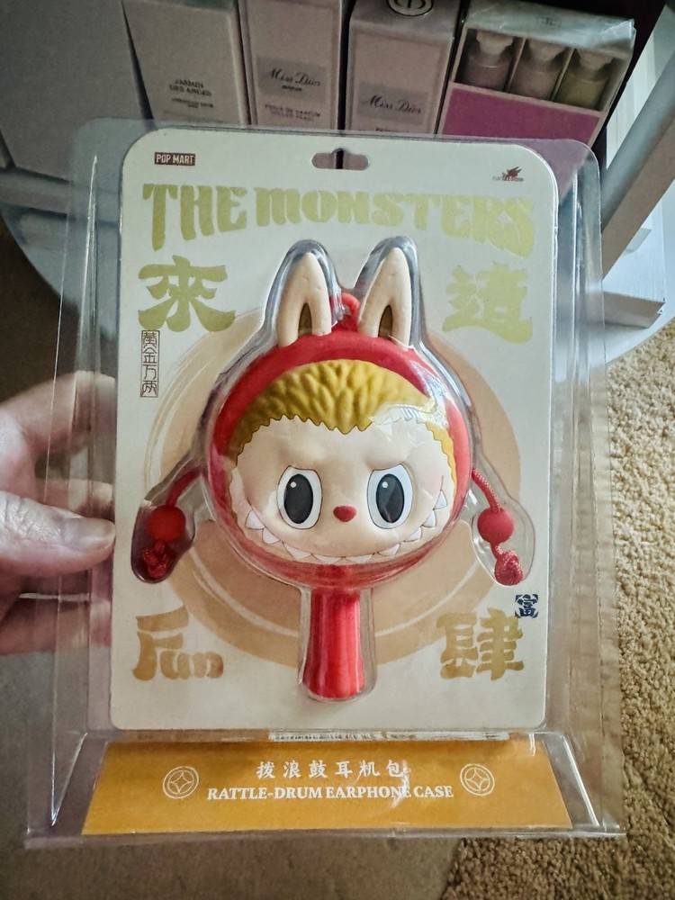 Authentic Labubu RATTLE-DRUM Earphone case from Pop Mart