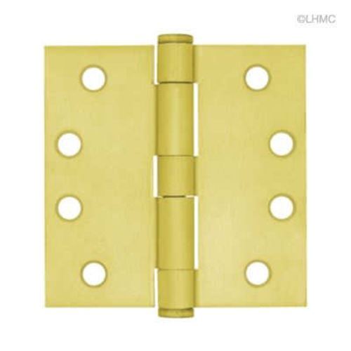 Satin Brass Hinge - 4" - Square Corner - Full Mortise