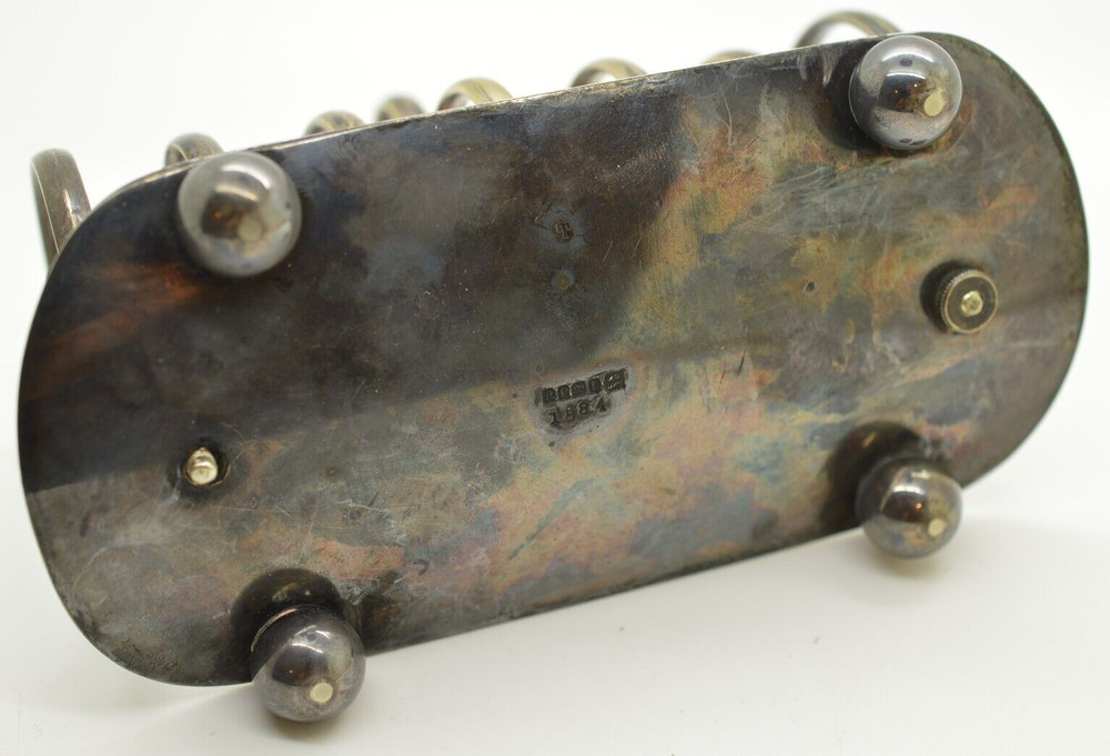 Victorian Robert Pringle Silver Plated Footed Toast Letter Rack Slots Ball Feet