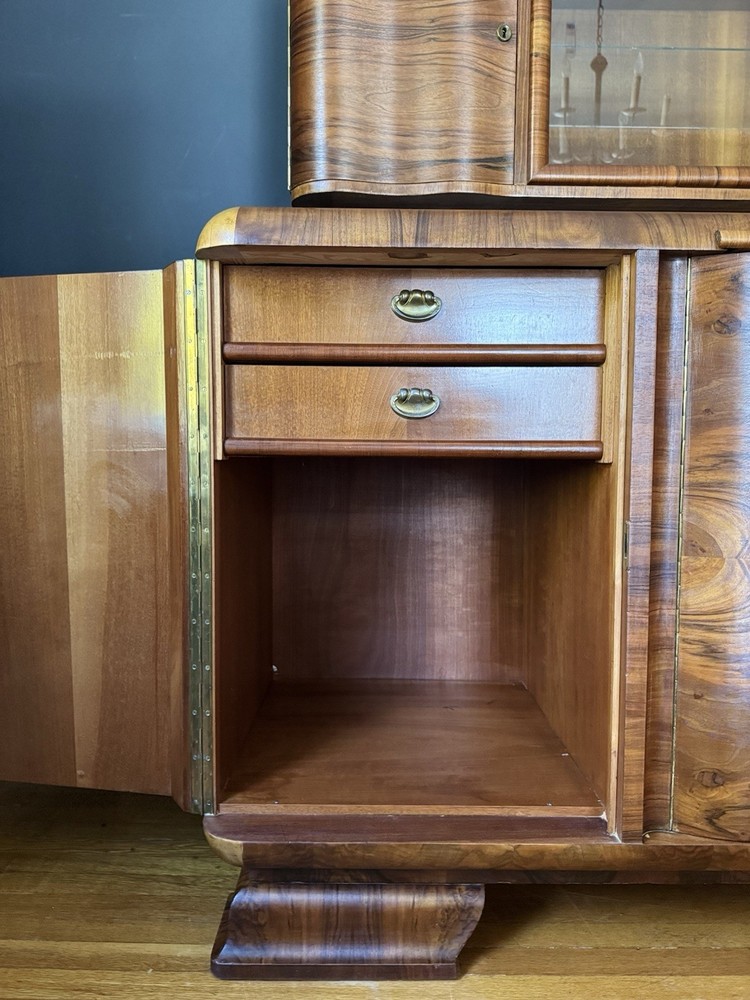 Thrum Art Deco Antique German Two Piece Sideboard Buffet