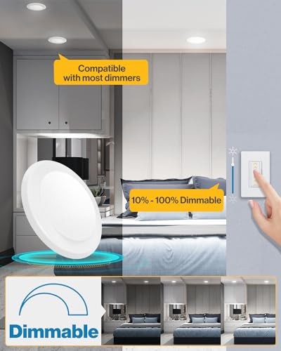 Sunco 6 Inch Disk Lights LED, Flush Mount Disc Recessed Ceiling Can 12 Pack