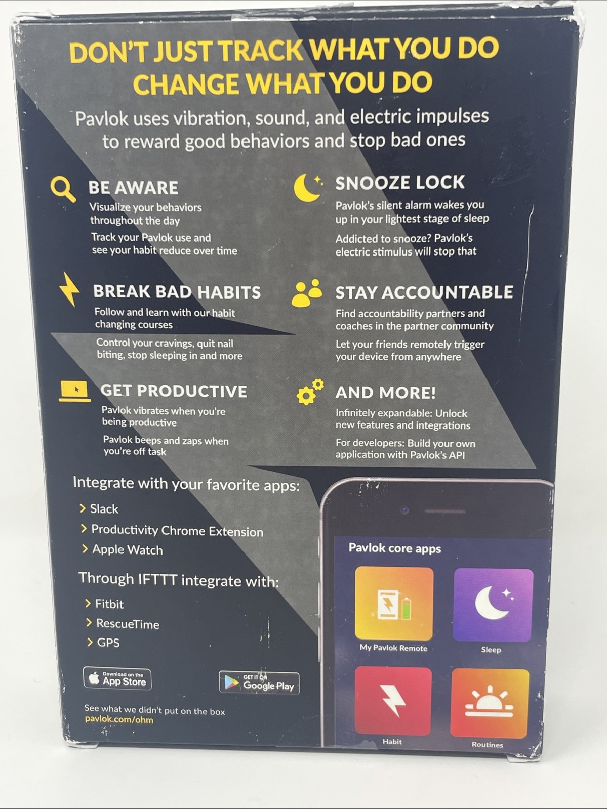 Pavlok 2 Shock Impulse Black Wrist Band Silent Alarm Break Bad Habits Open Box