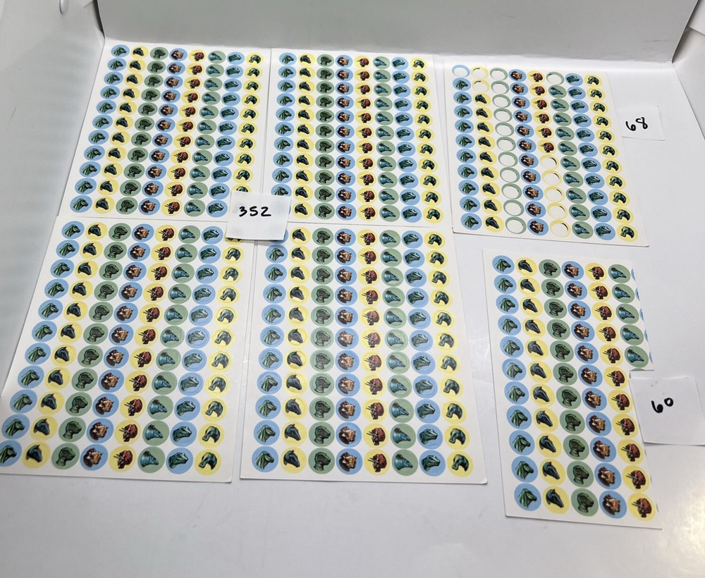 Mini Dinosaur Incentive Sticker Rounds 4 Full 2 Partial Sheets 480 Stickers READ