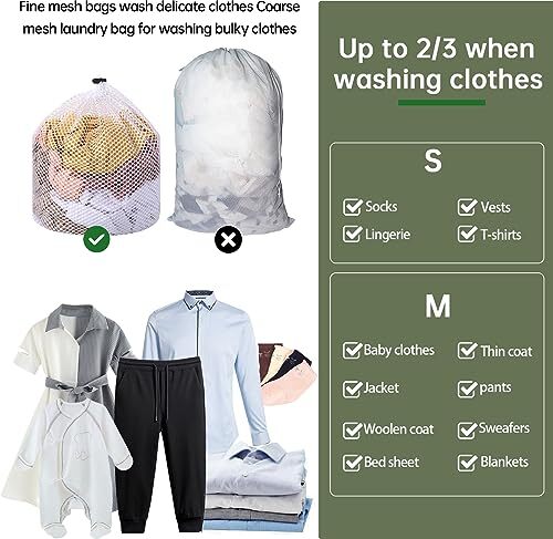 2 Packs Laundry Mesh Bags, Drawstring Net Laundry Bag for Washing Machine,