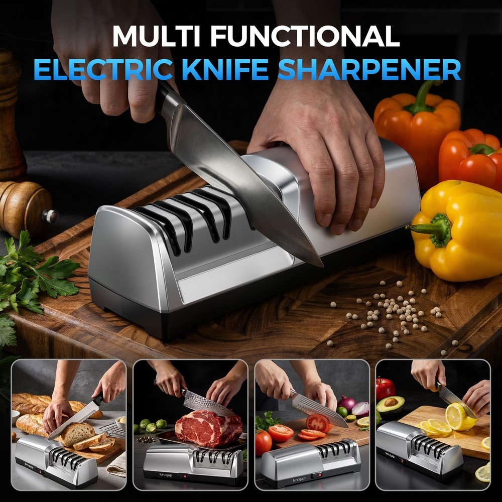 Knife Sharpener Electric for Kitchen - 3-Stage Kitchen Knife Sharpener - 15°P...