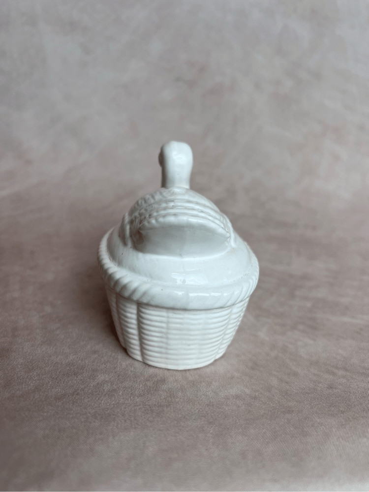 Vintage White Ceramic Duck Hen on Nest