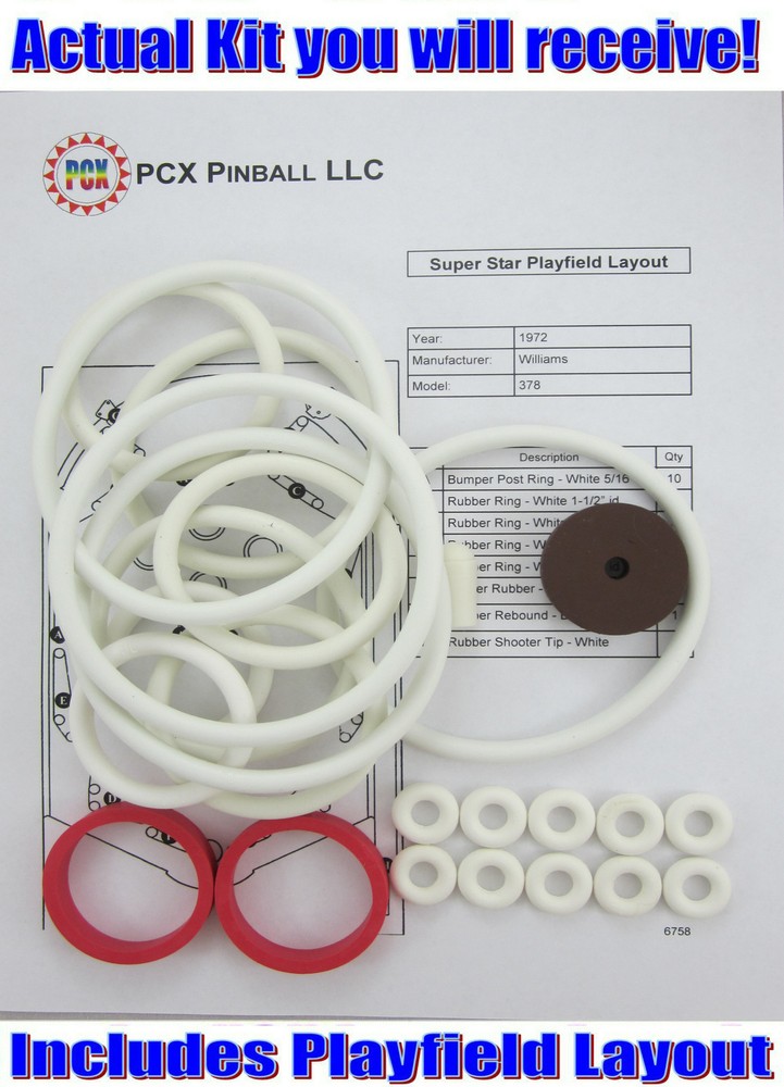 1972 Williams Super Star Pinball Machine Rubber Ring Kit