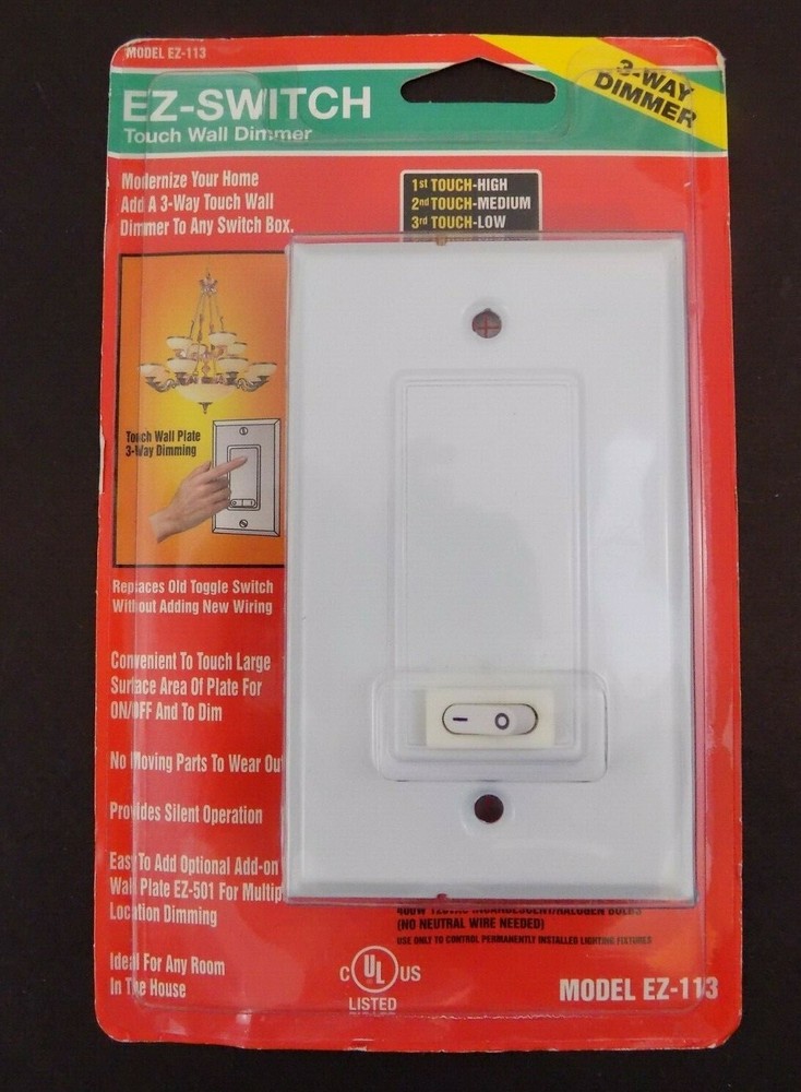 EZ-SWITCH Touch Wall Dimmer ~ Model EZ-113 ~ 3-Way Dimmer ~ NEW