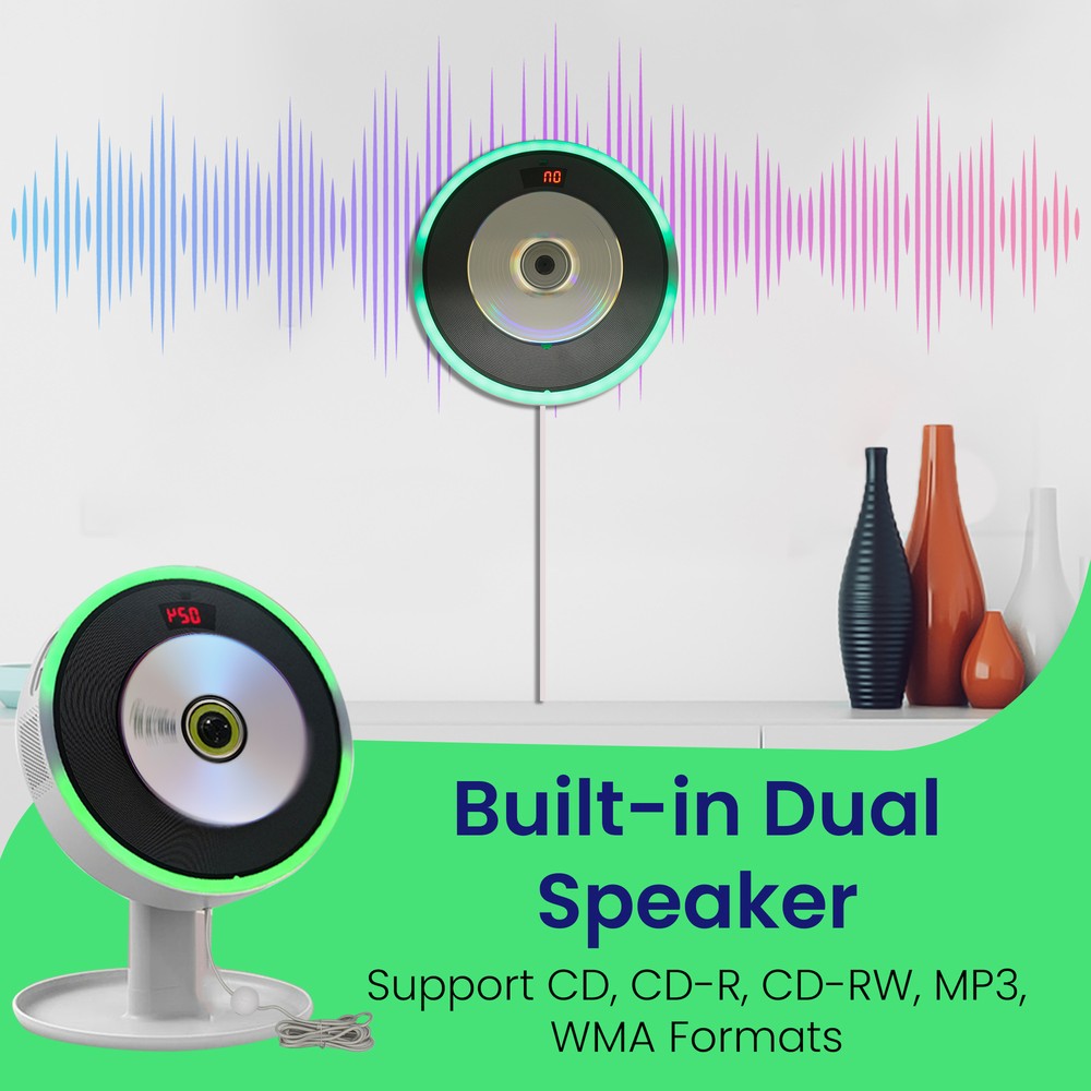 Technical Pro Portable Stylish Wall Mounted CD Player with Bluetooth, LED & USB